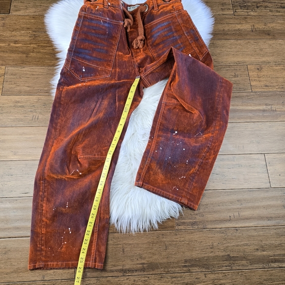 We The Free 🦄 Flocked Moxie Low Slung Barrel Jeans Orange 26 🦄 - Picture 4 of 14